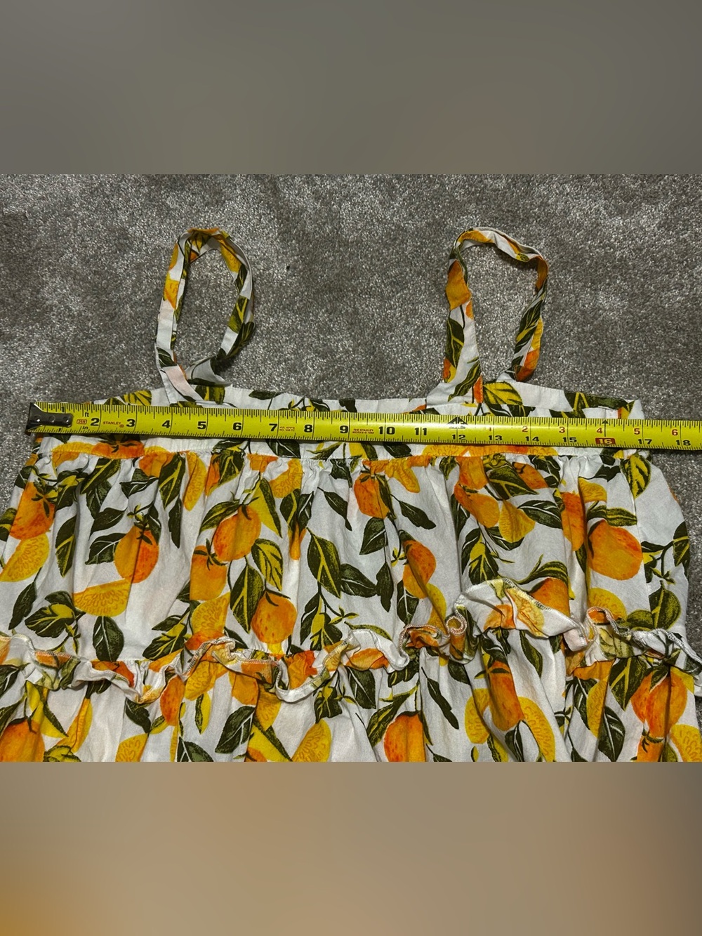 Never Fully Dressed Citrus Orange Lemon Print Tiered Ruffle Maxi Dress US 8 - Picture 5 of 6